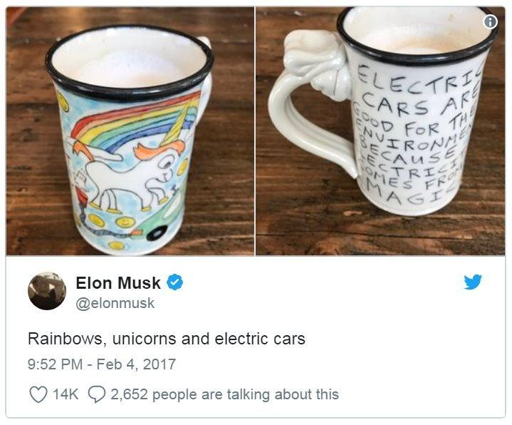 Elon Musk's February 2017 tweet showing Tom Edwards' mug
